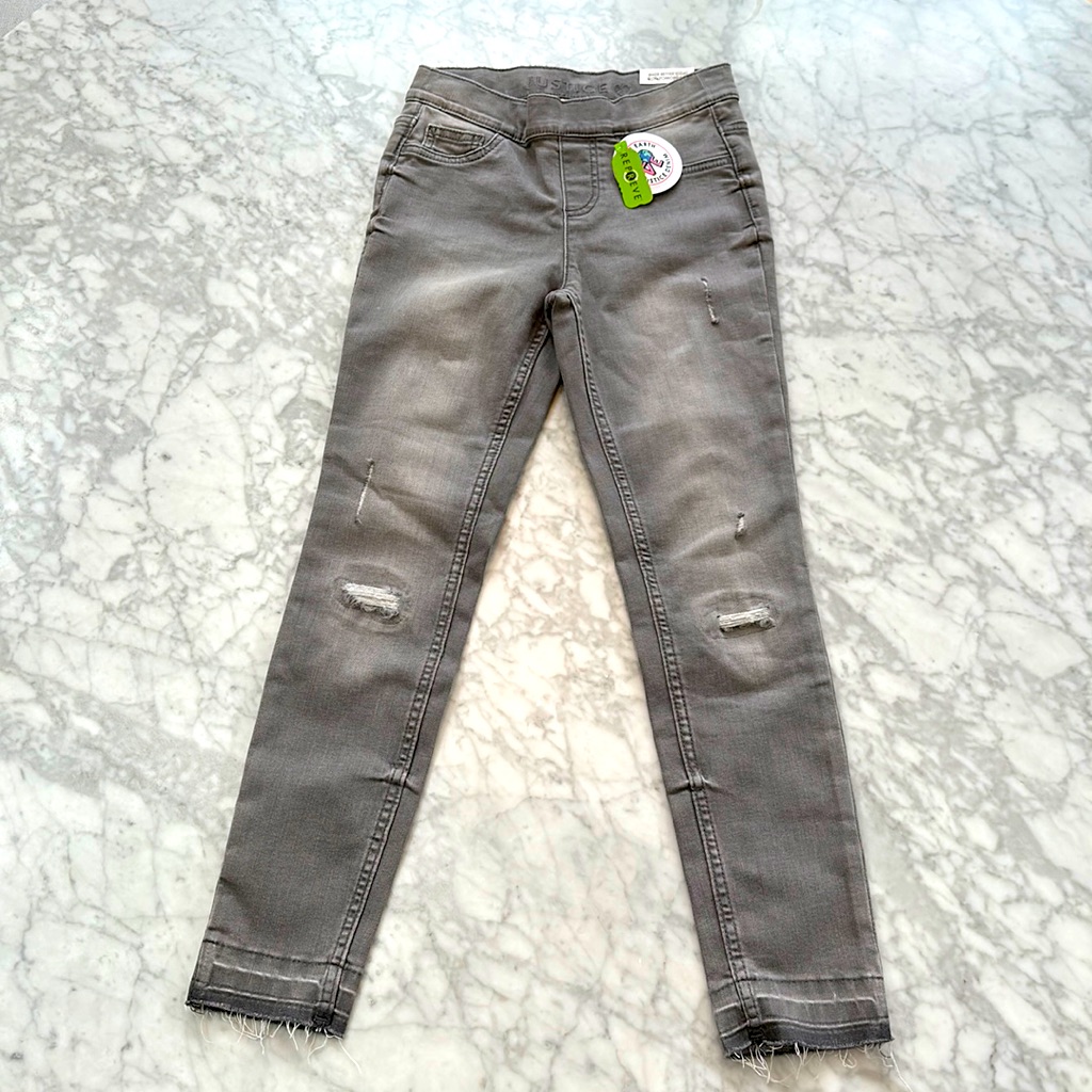 New With Tags Girls Grey Jean Leggings Size 8